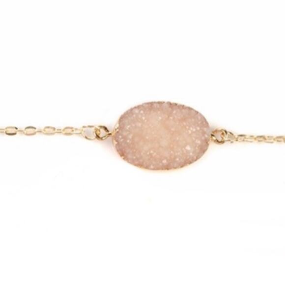 Express Pink Druzy Crystal Quartz Agate Pendant Necklace - Picture 3 of 5